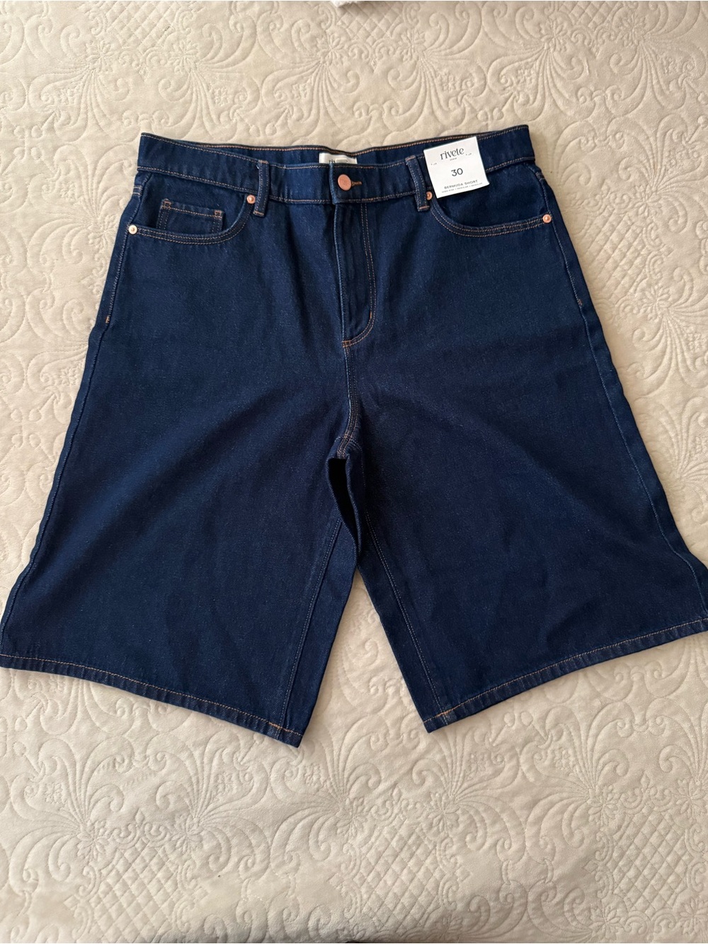 LOFT Dark Blue Denim Bermuda Shorts